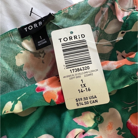 NWT Torrid  green floral blouse size 1x - Picture 6 of 10